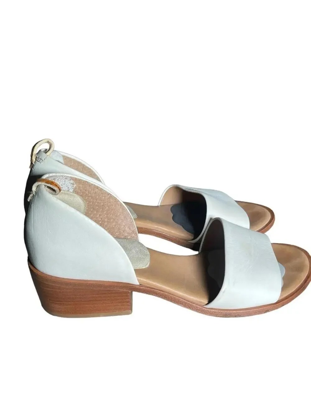Steven Alan White Leather Wander D’Orsay Sandals Block Heel Size 8